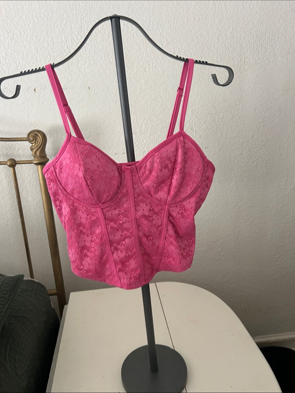 No Boundaries Hot Pink Lace Bustier Crop Top